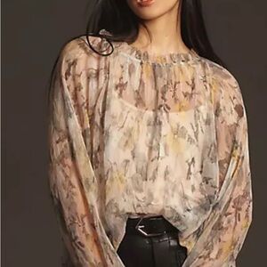 Anthropologie Pastel Floral Blouse